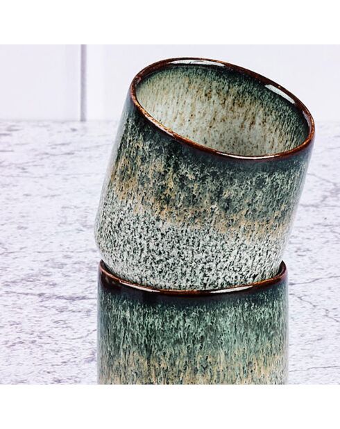 6 Tasses Genesis  bleu/gris/kaki - 8 cl