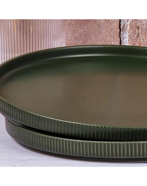 4 Assiettes Scandi  vert olive - D.27 cm