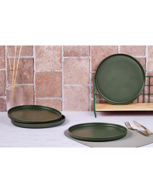 4 Assiettes Scandi  vert olive - D.27 cm