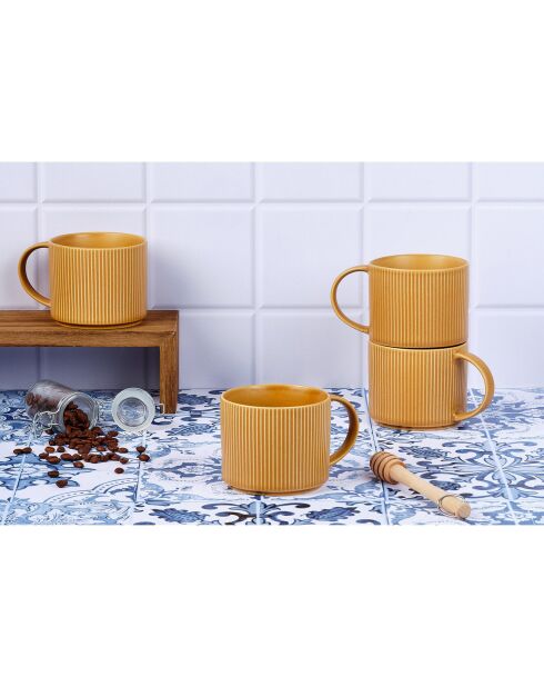 4 Mugs Scandi jaune ocre - 50 cl