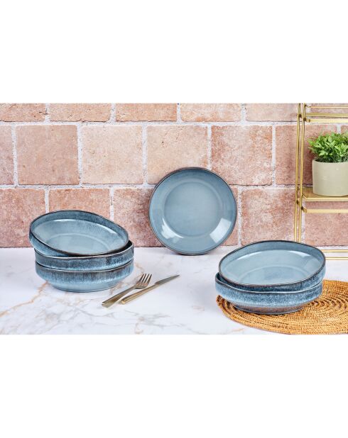 6 Assiettes Creuses Genesis bleues - 100 cl