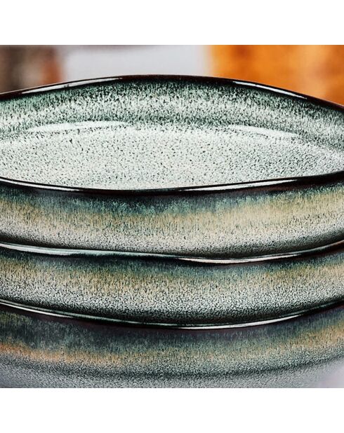 6 Assiettes Creuses Genesis bleu/gris/kaki - 100 cl