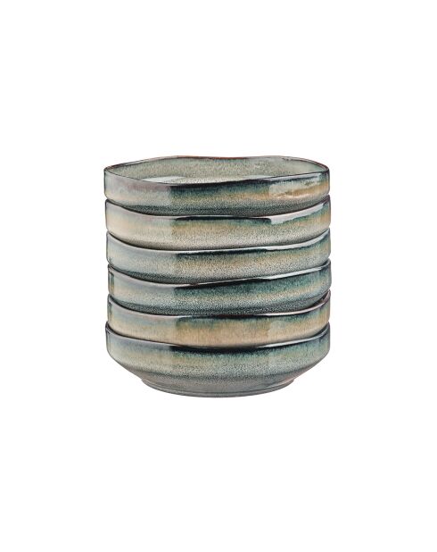 6 Assiettes Creuses Genesis bleu/gris/kaki - 100 cl