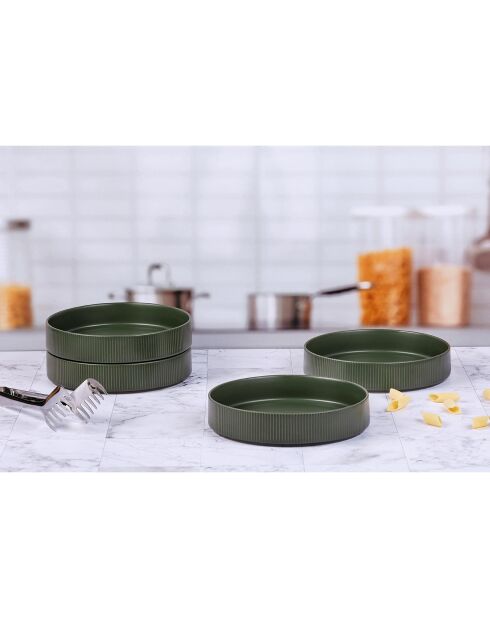 4 Assiettes Creuses Scandi vert olive - 100 cl