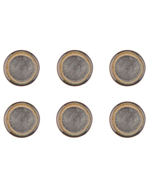 6 piatti Genesis marrone vulcanico - D.20 cm