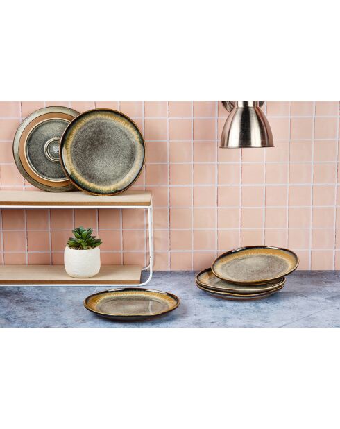 6 piatti Genesis marrone vulcanico - D.20 cm