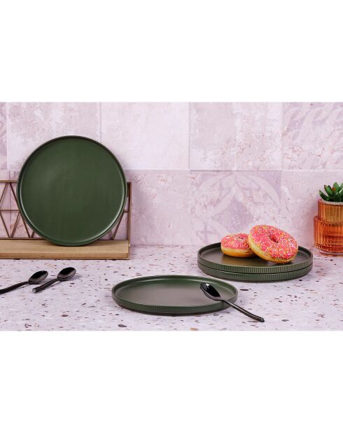 4 Assiettes Scandi  vert olive - D.21 cm