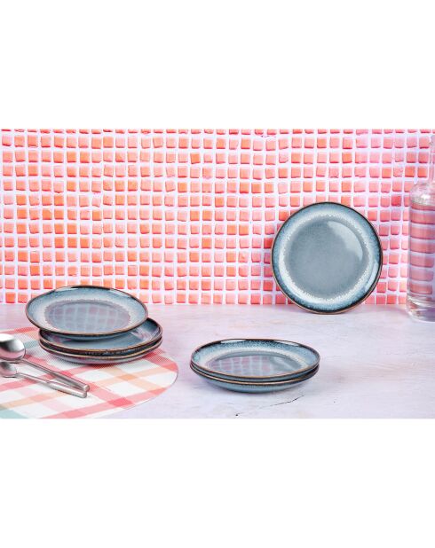 6 Assiettes Genesis bleues -  D.16 cm