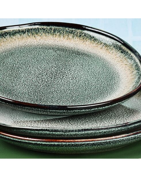 6 Assiettes Genesis bleu/gris/kaki - D.10 cm