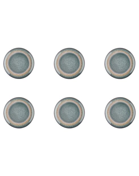 6 Assiettes Genesis bleu/gris/kaki - D.10 cm