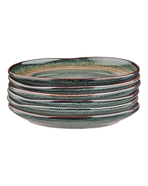 6 Assiettes Genesis bleu/gris/kaki - D.10 cm