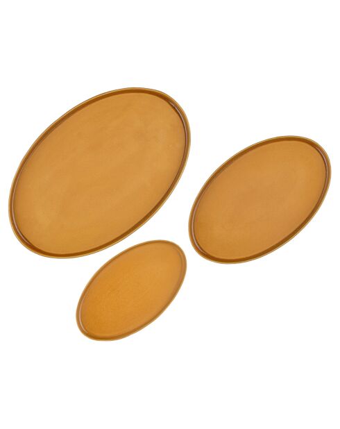 3 Plateaux De Service Scandi  jaune ocre