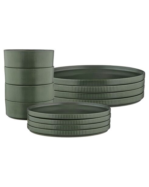 Service Les Essentiels Scandi vert olive - 12 Pièces