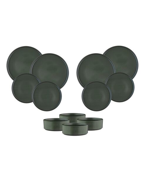 Service Les Essentiels Scandi vert olive - 12 Pièces