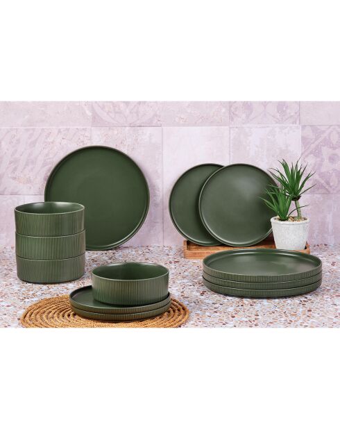 Service Les Essentiels Scandi vert olive - 12 Pièces