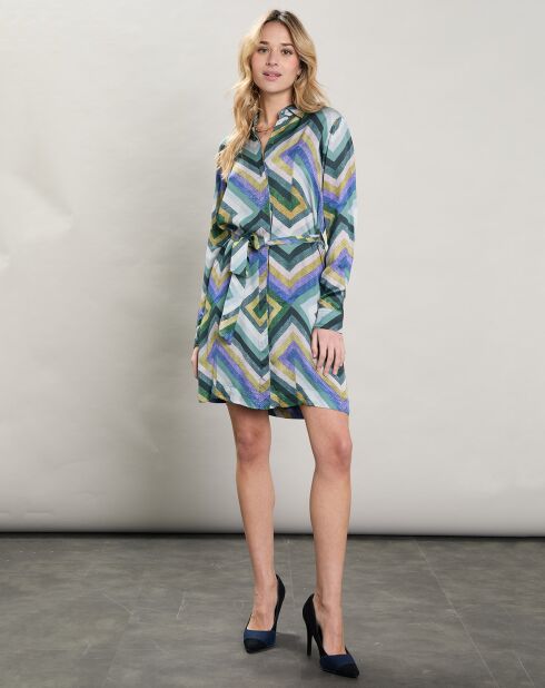 Robe satinée Revola gris bleu/vert