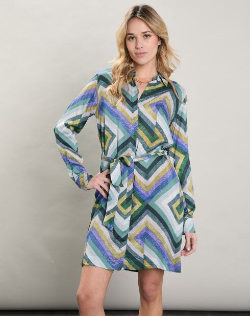 Robe satinée Revola gris bleu/vert