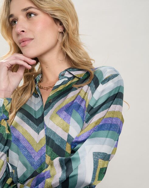 Robe satinée Revola gris bleu/vert