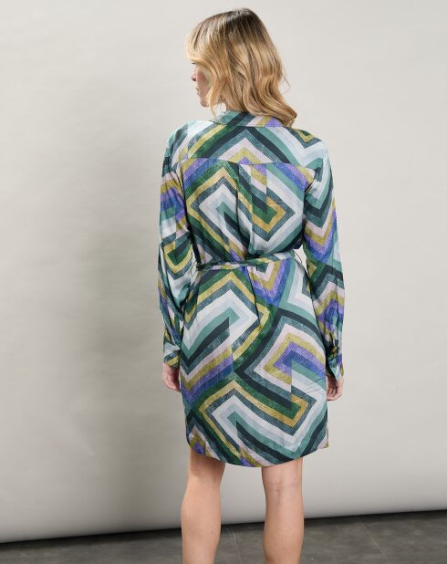 Robe satinée Revola gris bleu/vert