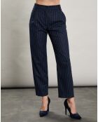 Pantalon en Laine mélangée Pacome rayures brutes/marine