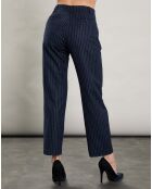 Pantalon en Laine mélangée Pacome rayures brutes/marine