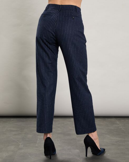 Pantalon en Laine mélangée Pacome rayures brutes/marine