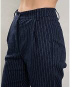 Pantalon en Laine mélangée Pacome rayures brutes/marine