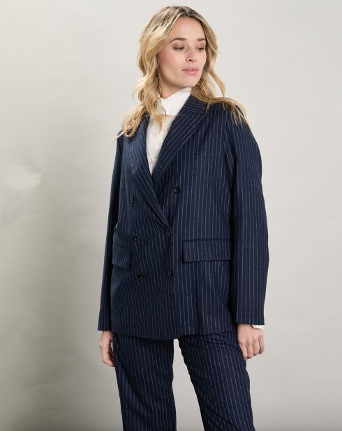 Veste en Laine mélangée Velize rayures brutes/marine