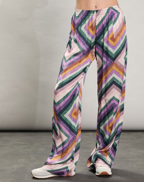 Pantalon satiné Plaisance rose/violet