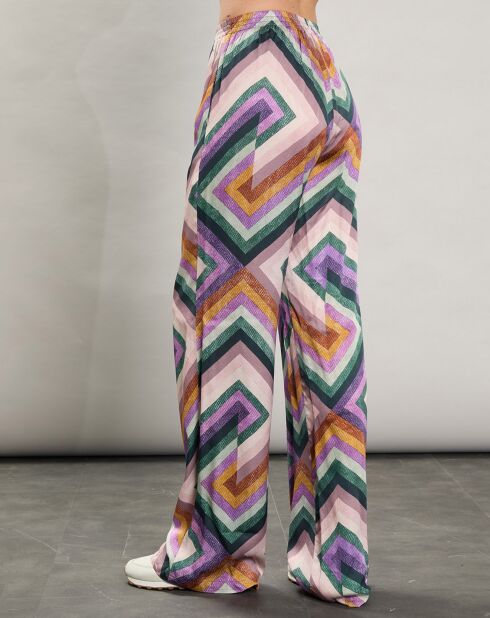 Pantalon satiné Plaisance rose/violet