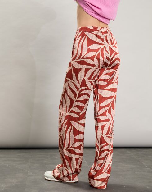 Pantalon satiné Plaisance rouge/rose clair