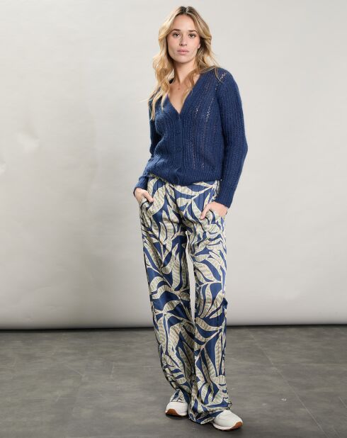 Pantalon satiné Plaisance bleu/bleu clair