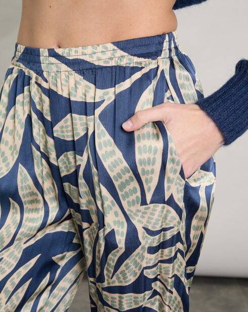Pantalon satiné Plaisance bleu/bleu clair