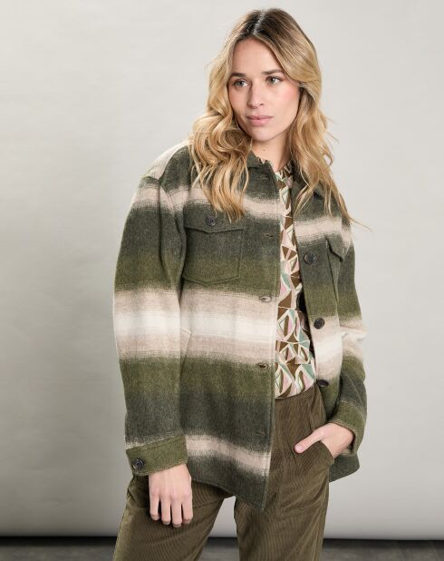 Veste en Laine mélangée Voltige beige/vert