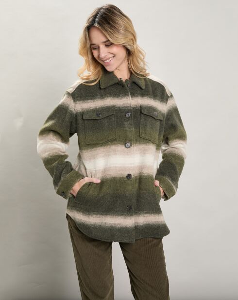 Veste en Laine mélangée Voltige beige/vert