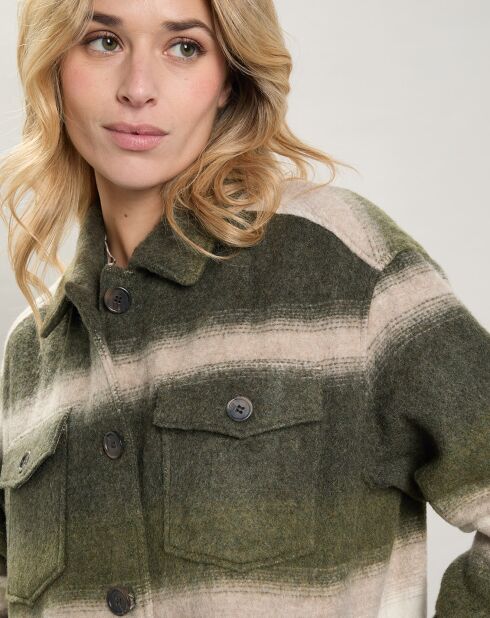 Veste en Laine mélangée Voltige beige/vert