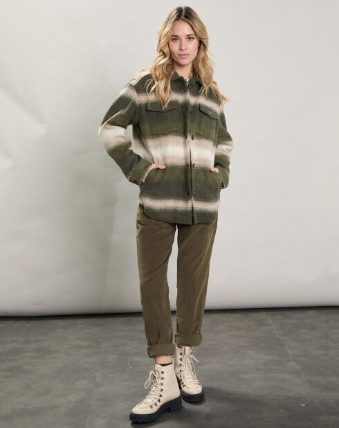 Veste en Laine mélangée Voltige beige/vert