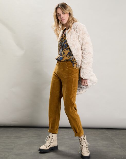 Pantalon en Velours Pepite tabac