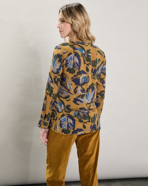 Chemise Cambridge imprimée moutarde/multicolore
