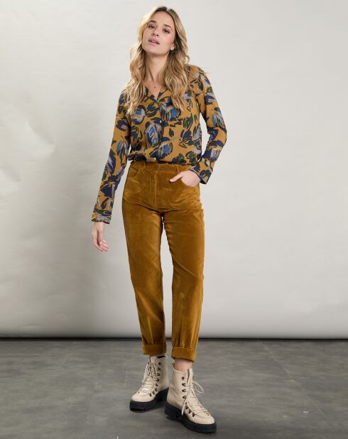 Chemise Cambridge imprimée moutarde/multicolore
