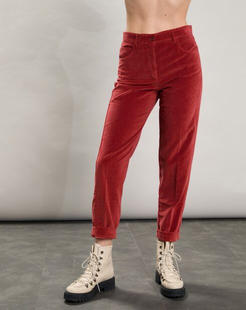 Pantalon en Velours Pepite piment