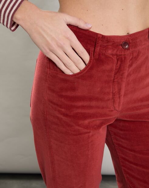 Pantalon en Velours Pepite piment