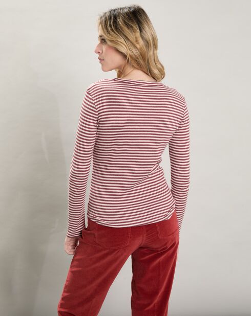 T-Shirt Tampa à rayures écru/rouge