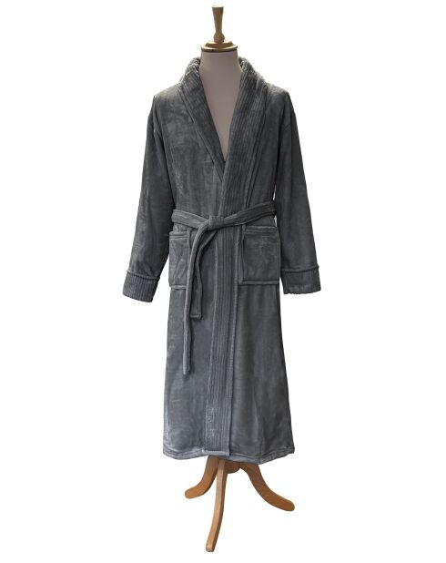Robe de Chambre avec col & manches Jacquart anthracite