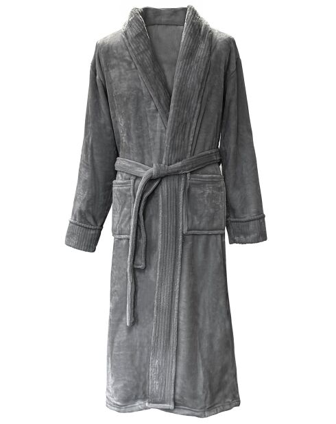 Robe de Chambre avec col & manches Jacquart anthracite