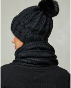 Luna Set aus Schal, Mütze und Fäustlingen, Schwarz