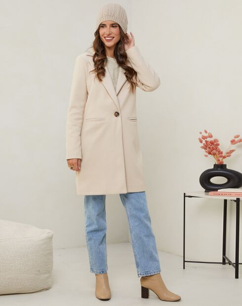 Manteau rose ecru