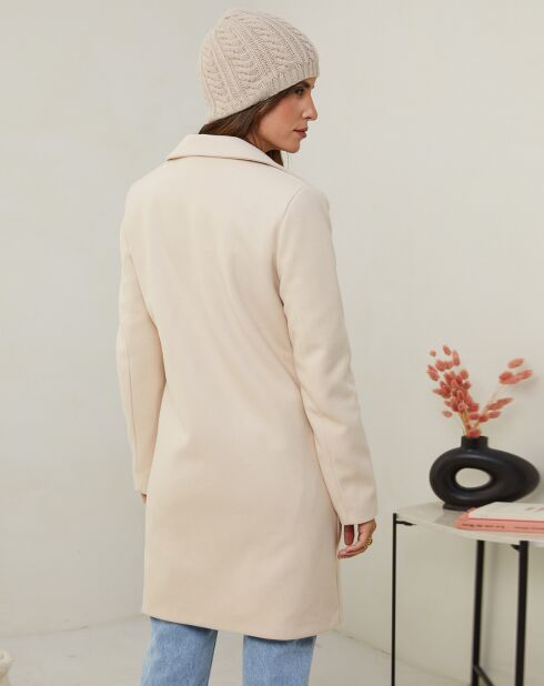 Manteau rose ecru