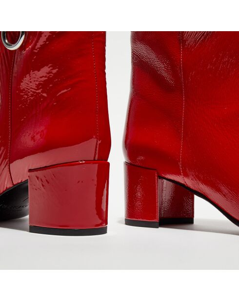 Bottes en Cuir Billi à multiples zips bordeaux - Talon 5 cm