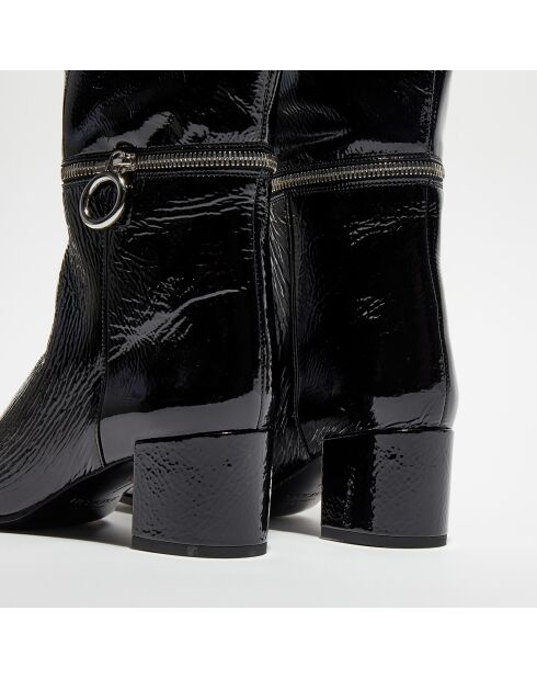 Bottes modulables en Cuir Billi à multiples zips noires - Talon 5 cm